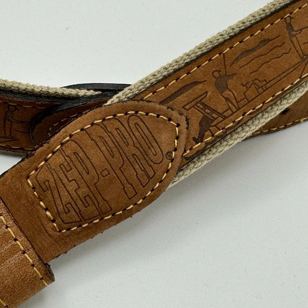 Zep-Pro Redfish Embroidered Leather Canvas Belt Size 40 USA Solid Brass